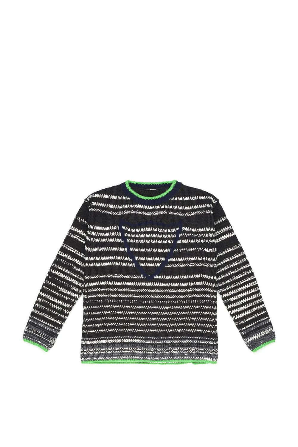 JOHNNY JUMPER Crew neck striped jumper. HTC logo on the front. 50% Acrylic 50% wool. Made in Italy. HTC LOS ANGELES