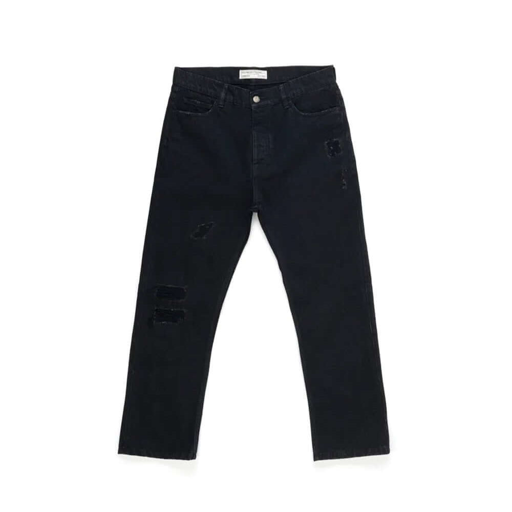 Hollywood Trading Company LOOSE LOOSE Loose fit jeans with front button and zip closure. Back leather logo patch. Intentionally distressed areas may vary. Five pockets. Hem: 17 cm. Composition: 100% Cotton PANTS Hollywood Trading Company Hollywood Trading
