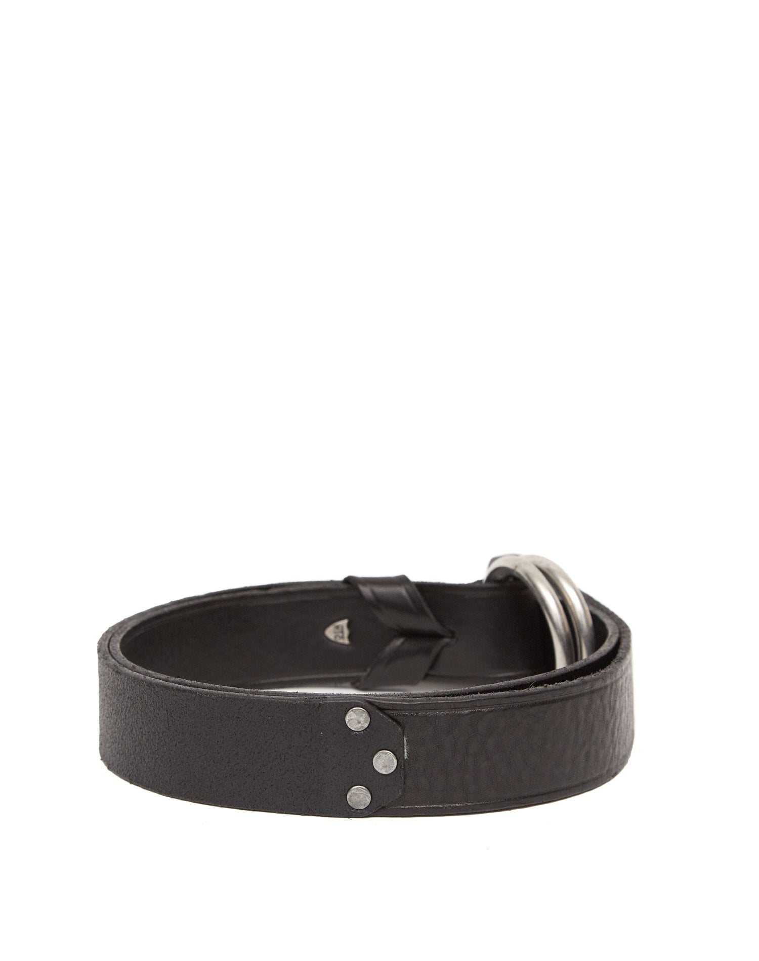 MARK BELT Black leather belt with ring buckle. Height: 3.5 cm. Made in Italy. HTC LOS ANGELES