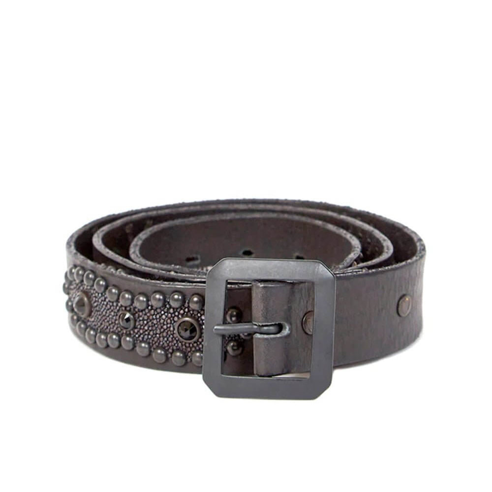 htclosangeles MARLENA SLIM BELT MARLENA SLIM BELT Black leather belt with Metal insert. Squared opaque black buckle. Height: 3,5 cm. Made in Italy. Hollywood Trading Company Hollywood Trading Company