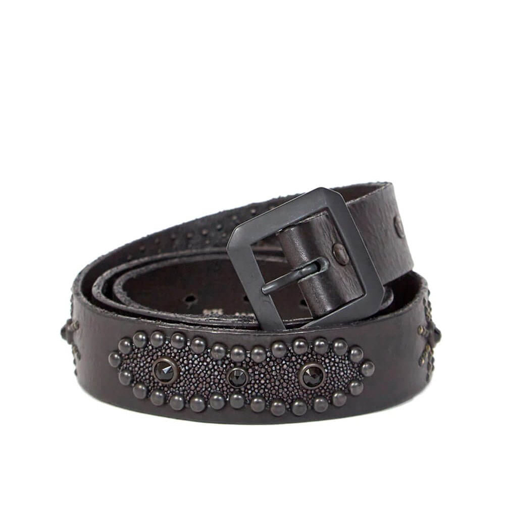 htclosangeles MARLENA SLIM BELT MARLENA SLIM BELT Black leather belt with Metal insert. Squared opaque black buckle. Height: 3,5 cm. Made in Italy. Hollywood Trading Company Hollywood Trading Company