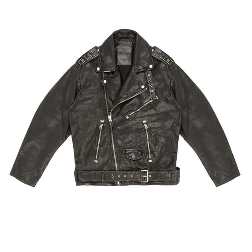 Hollywood Trading Company MELROSE JACKET MELROSE JACKET Black leather jacket. Central zip closure. Side and frontal pockets with zip closure. Studs on the shoulders. Hollywood Trading Company Hollywood Trading Company