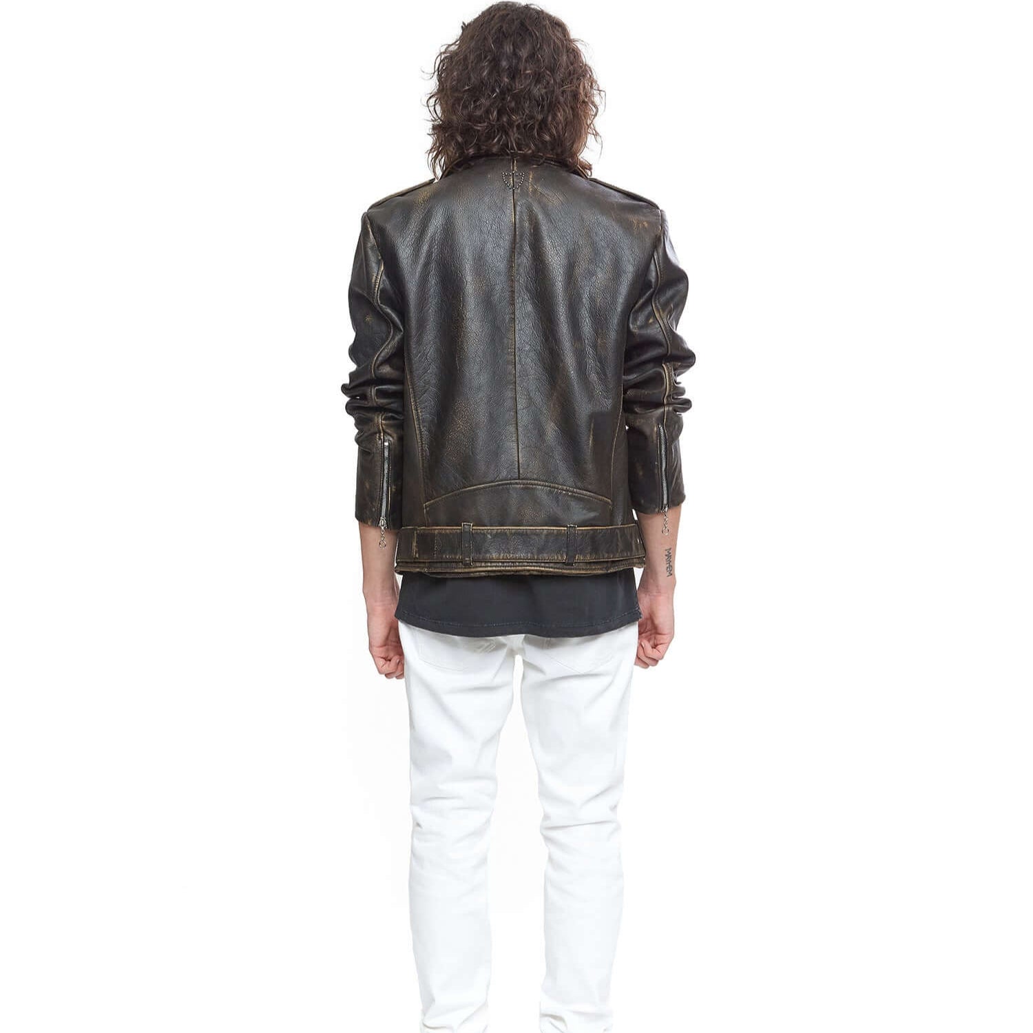 Hollywood Trading Company MICK JACKET MICK JACKET Black leather jacket. Asymmetric zip closure. removable fringes on the shoulders. Side pocket with zip closure. Zippers on the sleeves. 100% leather. Lining 100% viscose. Made in Italy. Hollywood Trading C