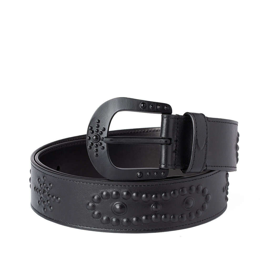 Hollywood Trading Company MIRAGE BELT MIRAGE BELT Black leather belt, zama buckle, with HTC shield logo rivet. Height: 4 cm. Made in Italy. BELTS Hollywood Trading Company Hollywood Trading Company