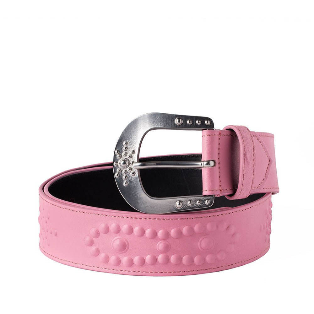 Hollywood Trading Company MIRAGE BELT MIRAGE BELT Pink leather belt, zama buckle, with HTC shield logo rivet. Height: 4 cm. Made in Italy. BELTS Hollywood Trading Company Hollywood Trading Company