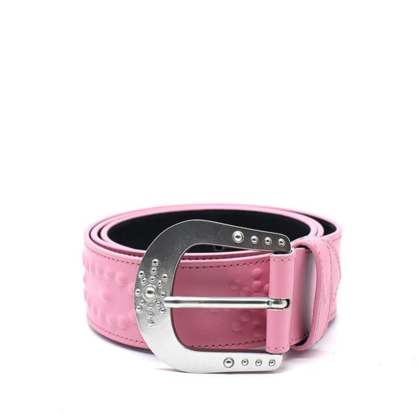 Hollywood Trading Company MIRAGE BELT MIRAGE BELT Pink leather belt, zama buckle, with HTC shield logo rivet. Height: 4 cm. Made in Italy. BELTS Hollywood Trading Company Hollywood Trading Company