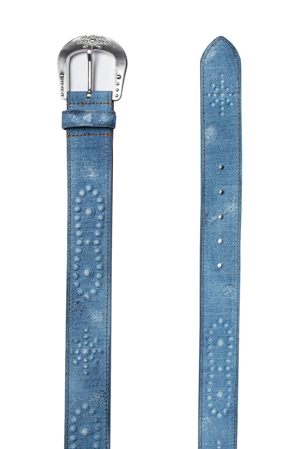 MIRAGE DENIM BELT Denim belt, nickel free buckle, with HTC shield logo rivet. Height: 4 cm. Composition: 100% Cotton. Made in Italy. HTC LOS ANGELES