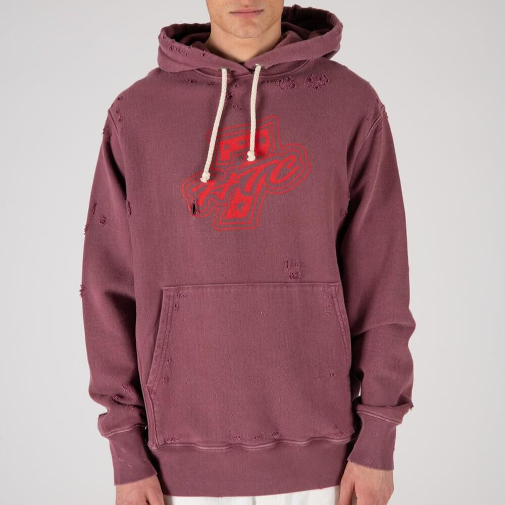 htclosangeles MY HOOD - AKA7 MY HOOD - AKA7 HTC 7 print distressed hoodie. Hood with drawstring, ribbed cuffs and hem. One front kangaroo pocket. Intentionally distressed areas may vary. Composition: 100% Cotton SWEATERS Hollywood Trading Company Hollywoo