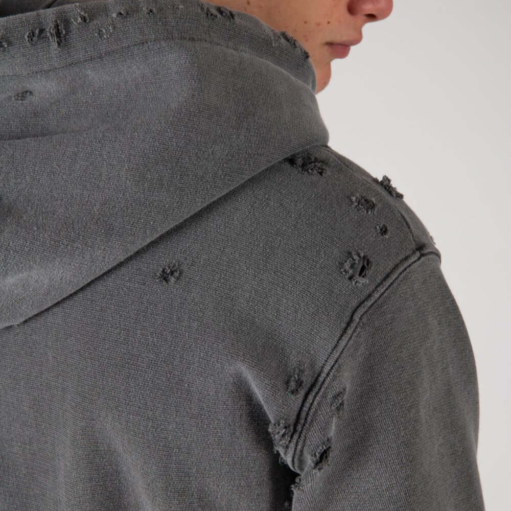 Hollywood Trading Company MY HOOD - DEVILS BLACK MY HOOD - DEVILS BLACK HTC devils' print distressed hoodie. Hood with drawstring, ribbed cuffs and hem. One front kangaroo pocket. Intentionally distressed areas may vary. Composition: 100% Cotton SWEATERS