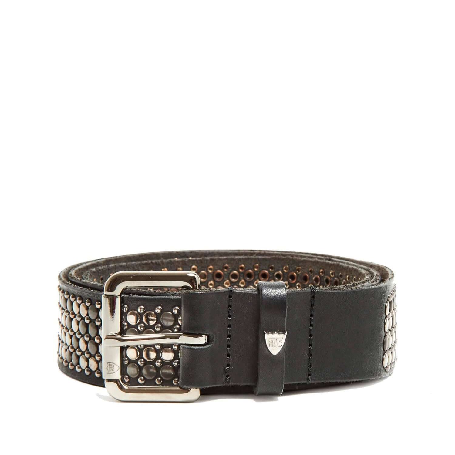 Hollywood Trading Company NEST BELT NEST BELT Black studded leather belt, metal buckle, loop with logo. Made in Italy. Height: 3.5 cm BELTS Hollywood Trading Company Hollywood Trading Company