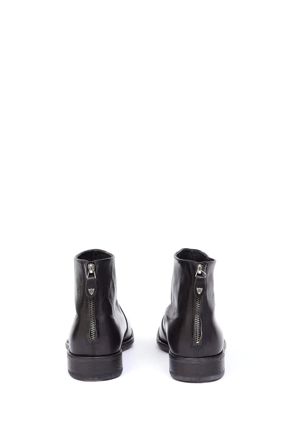 OFFICER ZIP BOOT Black leather boots, leather sole, side zip closure. made in Italy. HTC LOS ANGELES