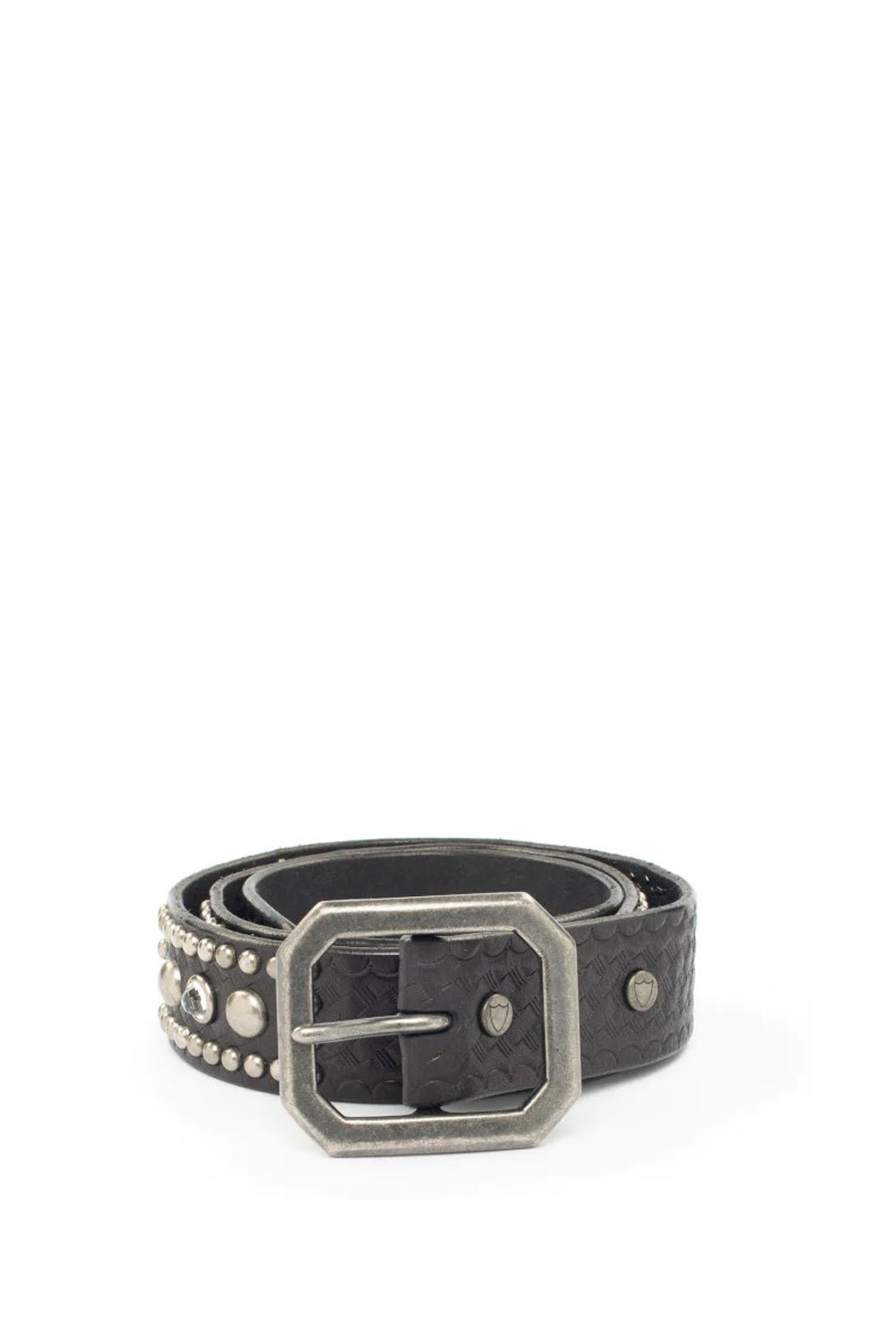 ROADHOUSE BELT Cintura in pelle nera con borchie e strass. Altezza: 4 cm. Made in Italy HTC LOS ANGELES