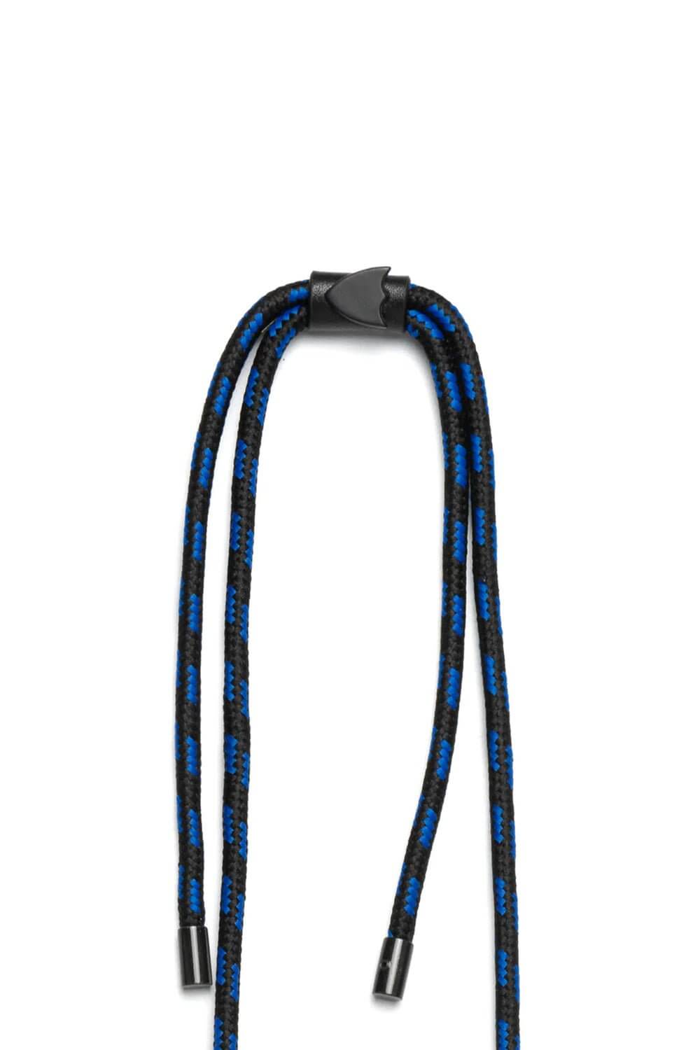 ROPE IPHONE HOLDER Iphone 11PRO MAX case with technical rope neck strap and leather logo detail. Adjustable length. Black/Fluo Blue colour. HTC LOS ANGELES