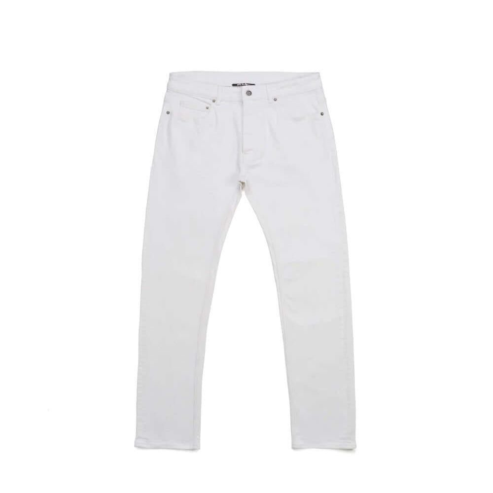 htc los angeles SLIM BASIC WHITE SLIM BASIC WHITE Slim fit jeans in white denim, 5 pockets, hidden front button closure. Metallic logo detail on the back. 100% cotton. Made in Italy. PANTS Hollywood Trading Company Hollywood Trading Company