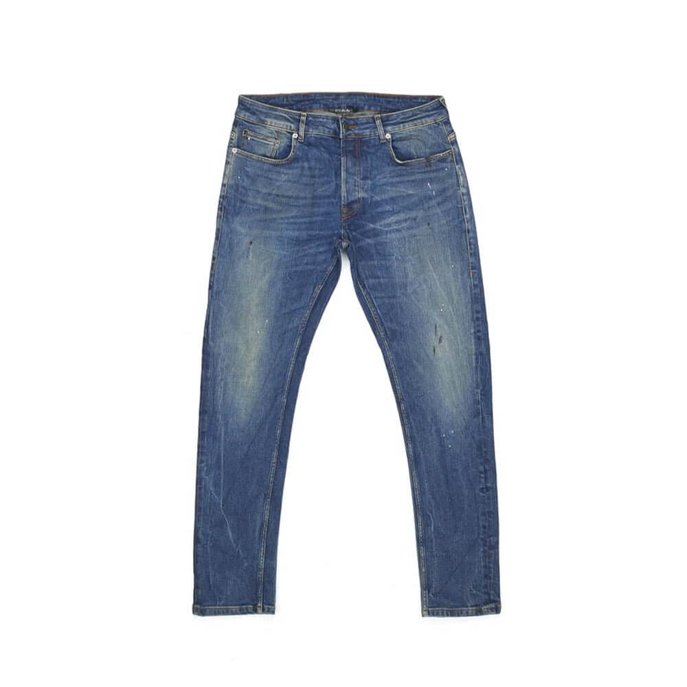 htc los angeles SLIM VINTAGE BLUE SLIM VINTAGE BLUE Slim fit blue Denim, light stone washed five pockets jeans with hidden buttons. Logo detail on the back. 100% cotton. Made in Italy. PANTS Hollywood Trading Company Hollywood Trading Company