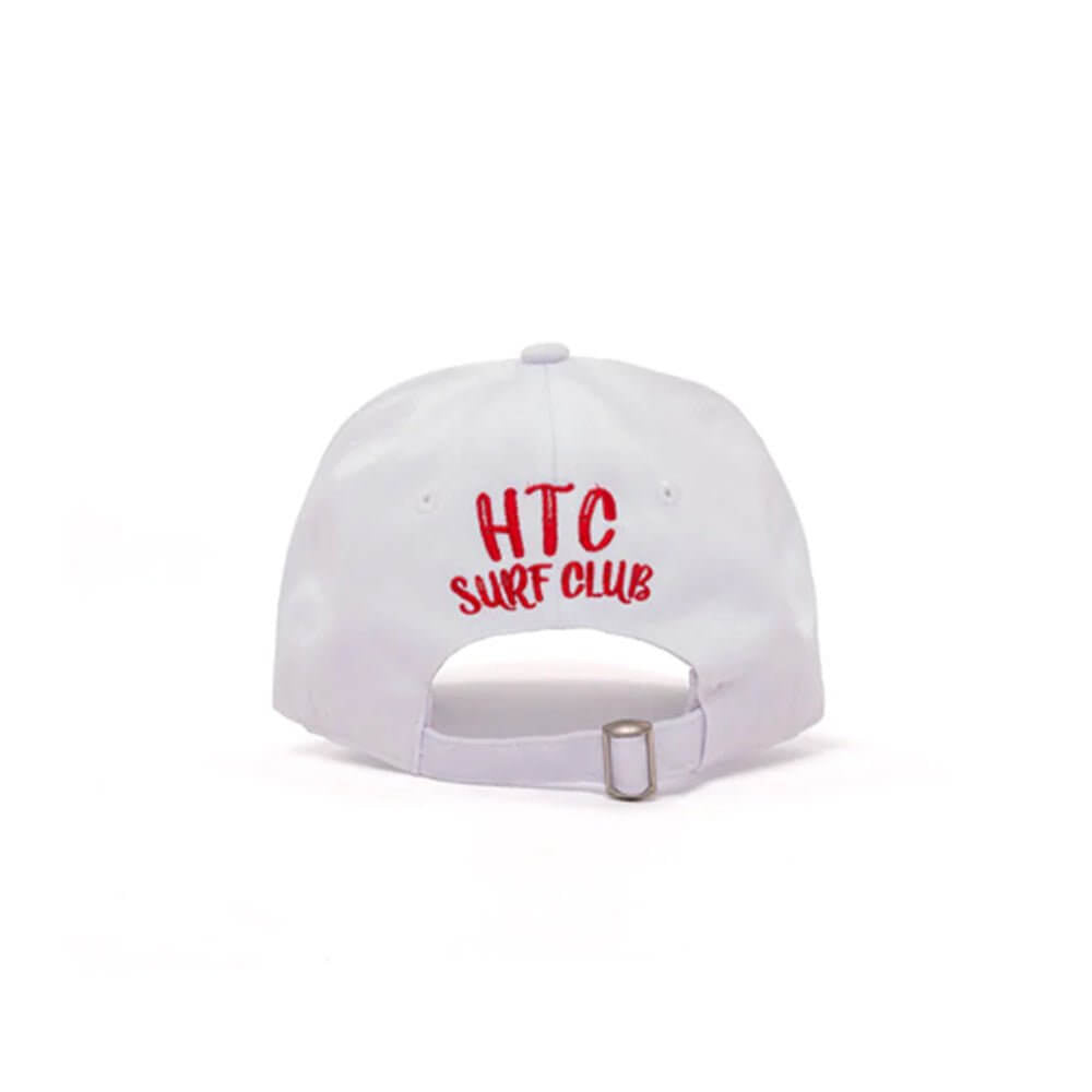 htclosangeles SURF CLUB CAP SURF CLUB CAP Limited Edition Black baseball cap with preformed peak, round crown with eyelets,'HTC SURF CLUB' logo printed on the front, adjustable strap on the back. One size fits all. 100% cotton. Hollywood Trading Company H