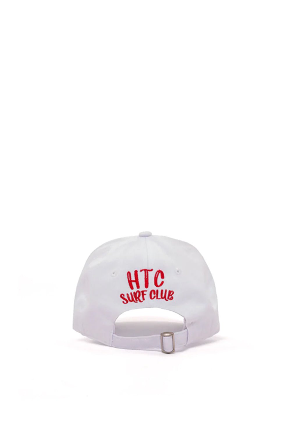 SURF CLUB CAP Limited Edition Black baseball cap with preformed peak, round crown with eyelets,'HTC SURF CLUB' logo printed on the front, adjustable strap on the back. One size fits all. 100% cotton. HTC LOS ANGELES