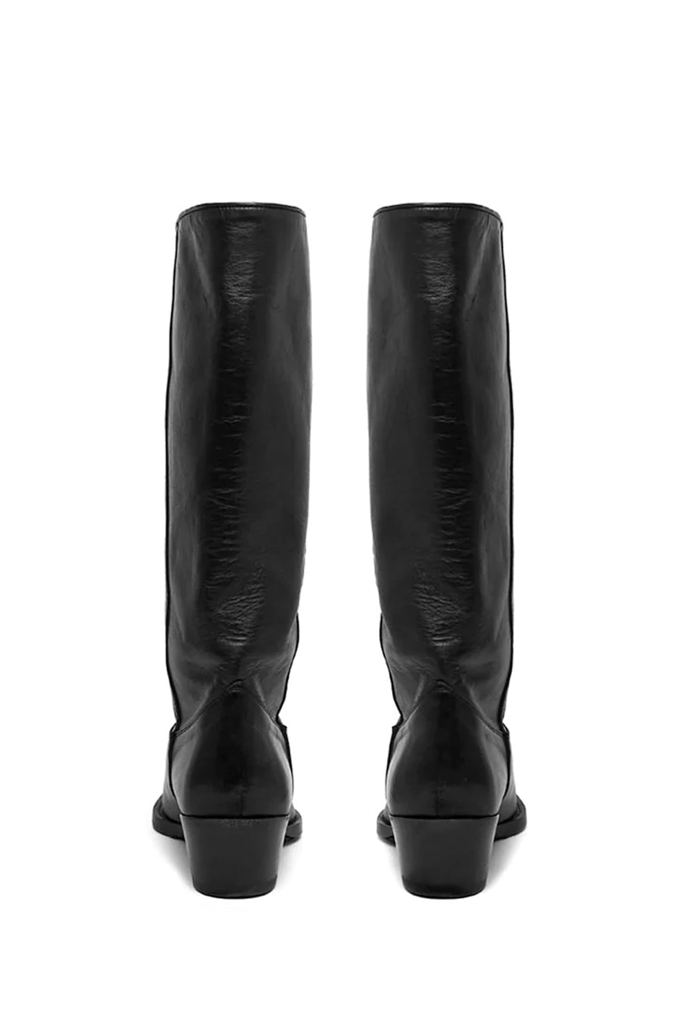 TEXANO BOOT Black leather Texan boots. Squared metal tip. Heel height: 5 cm. Made in Italy. HTC LOS ANGELES