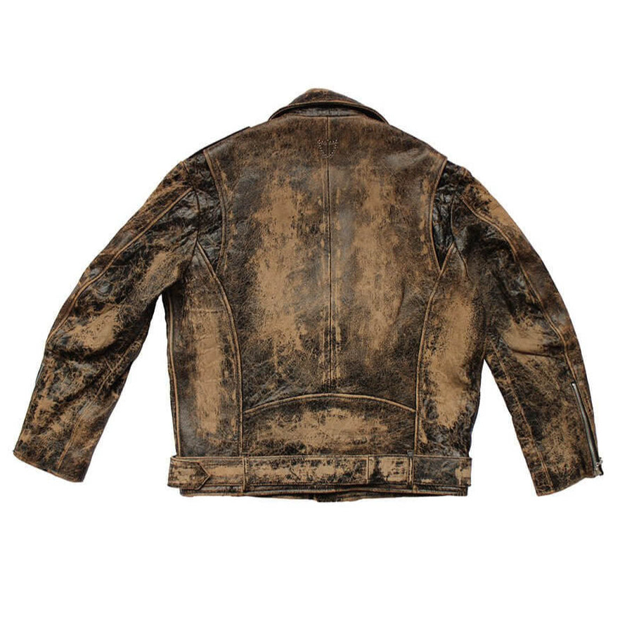 htclosangeles WILSHIRE JACKET WILSHIRE JACKET Leather jacket with handpainted details on the sleeve. Fit: over. Asymmetrical zip closure. Zippers on the sleeves. 100% leather. Lining 100% viscose. Made in Italy. LEATHER JACKETS Hollywood Trading Company H