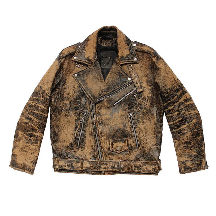 htclosangeles WILSHIRE JACKET WILSHIRE JACKET Leather jacket with handpainted details on the sleeve. Fit: over. Asymmetrical zip closure. Zippers on the sleeves. 100% leather. Lining 100% viscose. Made in Italy. LEATHER JACKETS Hollywood Trading Company H